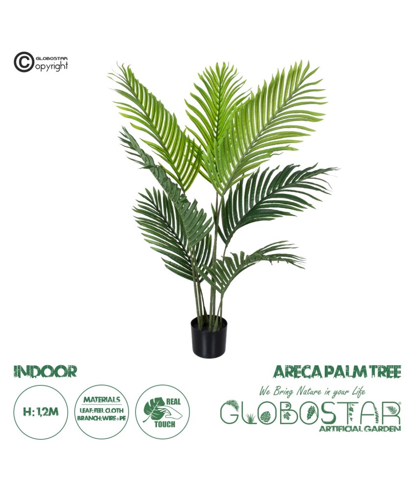 GloboStar® Artificial Garden ARECA PALM TREE 20008 - Τεχνητό Διακοσμητικό Φυτό Φοινικόδεντρο Αρέκα Υ120cm